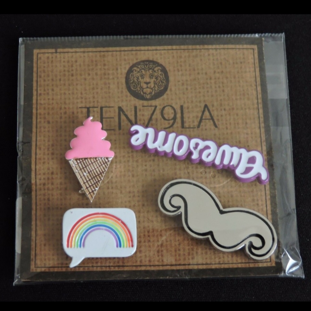 Ice Cream Cone, Rainbow, Mustache Jewelry Pins - Picture 2 of 4